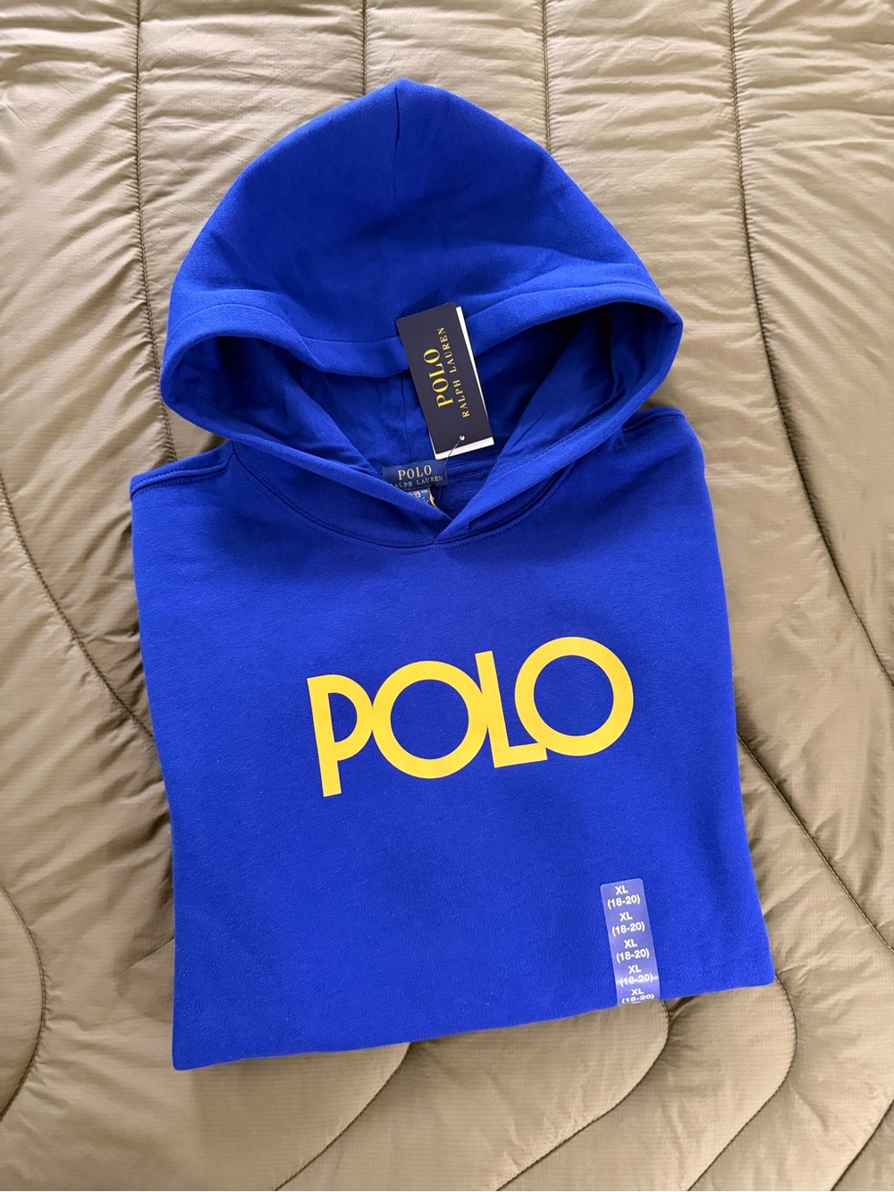 POLO by Ralph Lauren Royal Blue Hoodie with Yellow POLO Logo